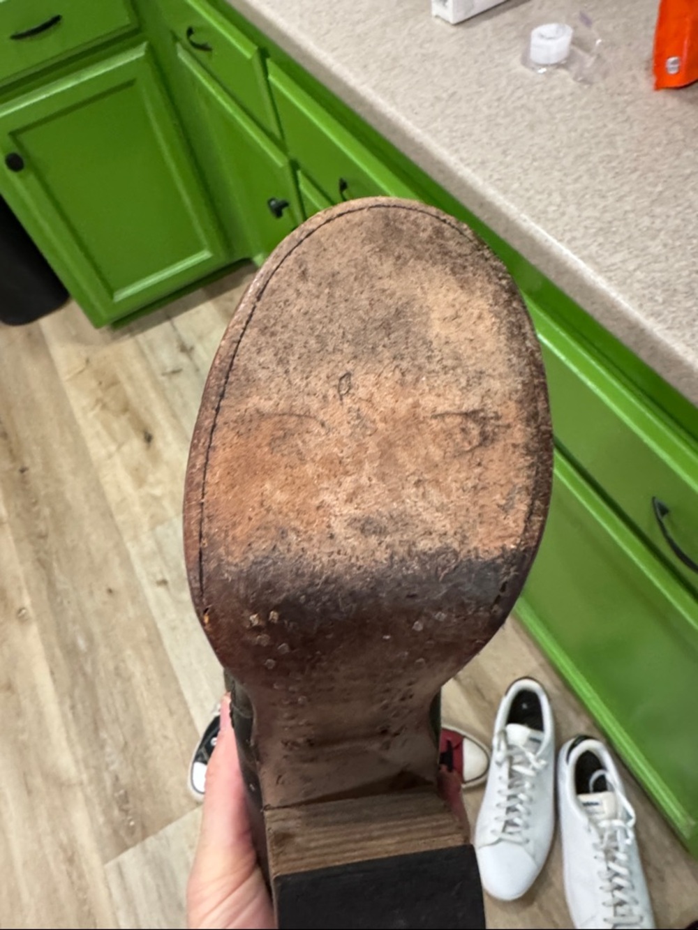 freebird Distressed Brown Leather Buckle Heeled Ankle Boots - Picture 7 of 7